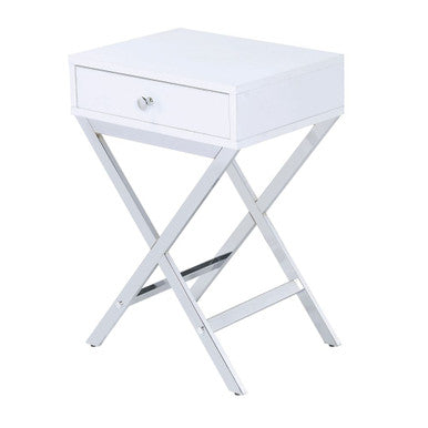 ACME 82696 Coleen Side Table, White & Brass ACME Furniture