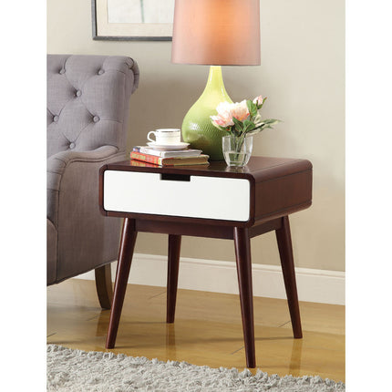 ACME 82852 Christa End Table (USB Charging Dock), Espresso & White