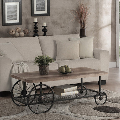 ACME 82860 Francie Coffee Table, Oak & Antique Gray ACME Furniture