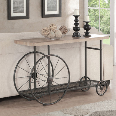 ACME 82863 Francie Sofa Table, Oak & Antique Gray ACME Furniture