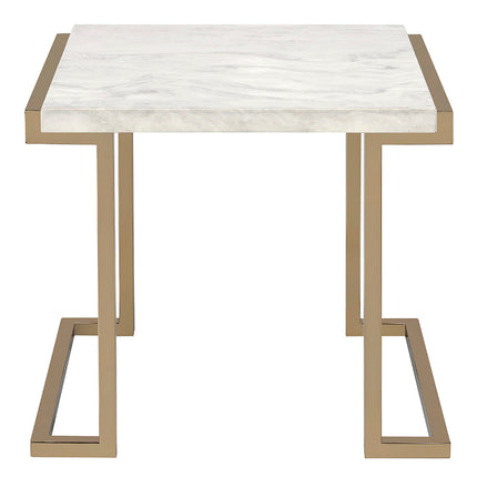 ACME 82872 Boice II End Table, Faux Marble & Champagne