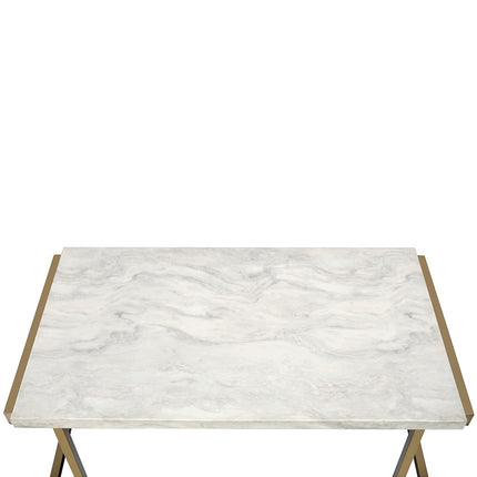 ACME 82872 Boice II End Table, Faux Marble & Champagne