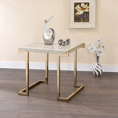 ACME 82872 Boice II End Table, Faux Marble & Champagne ACME Furniture