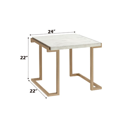 ACME 82872 Boice II End Table, Faux Marble & Champagne