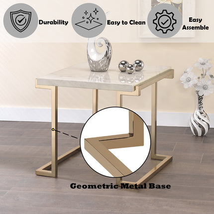 ACME 82872 Boice II End Table, Faux Marble & Champagne