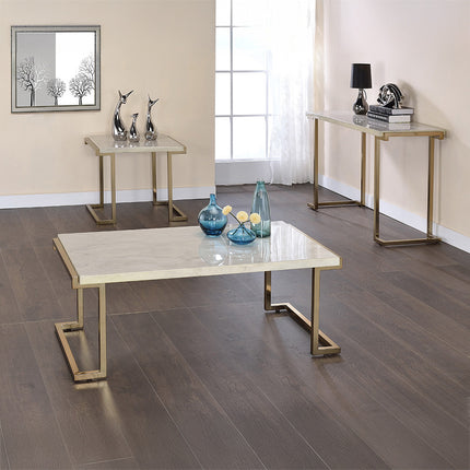 ACME 82873 Boice II Sofa Table, Faux Marble & Champagne