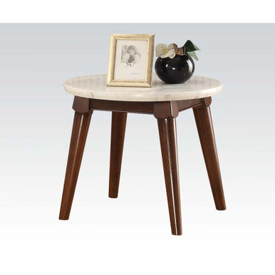 ACME 82892 Gasha End Table, White Marble & Walnut ACME Furniture