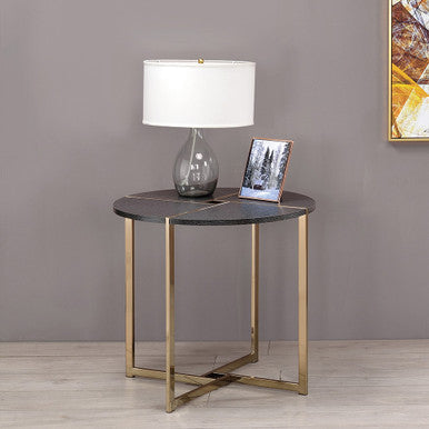 ACME 83007 Bromia End Table, Black & Champagne ACME Furniture
