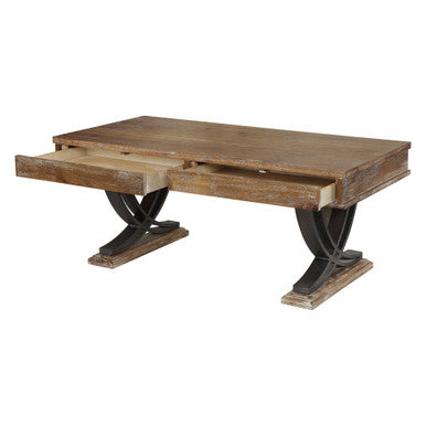 ACME 83055 Pellio Coffee Table, Antique Oak & Black ACME Furniture