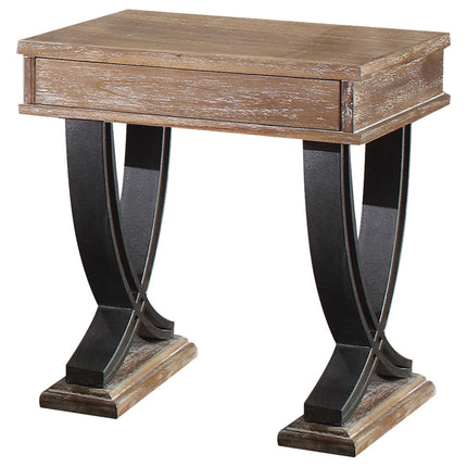 ACME 83057 Pellio End Table, Antique Oak & Black