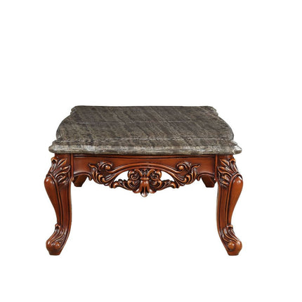 ACME 83065 Eustoma Coffee Table, Marble & Walnut