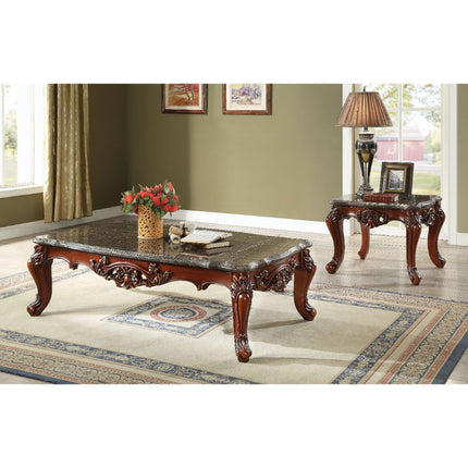 ACME 83065 Eustoma Coffee Table, Marble & Walnut