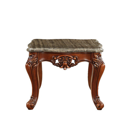 ACME 83067 Eustoma End Table, Marble & Walnut