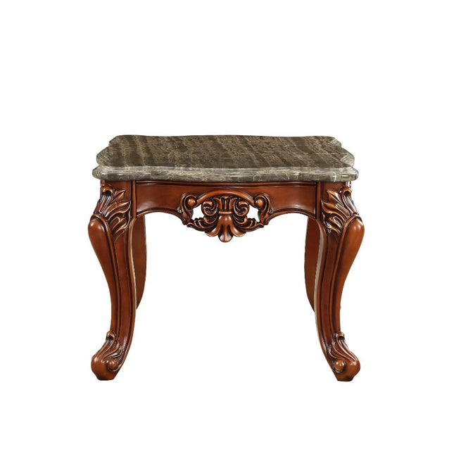 ACME 83067 Eustoma End Table, Marble & Walnut