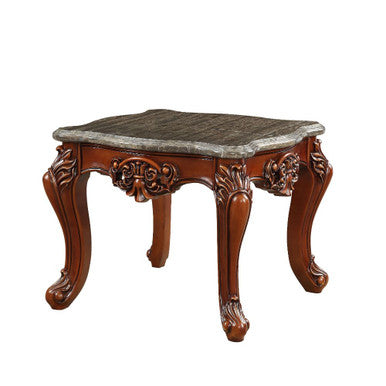 ACME 83067 Eustoma End Table, Marble & Walnut ACME Furniture
