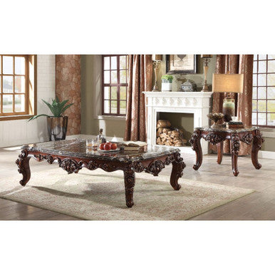 ACME 83070 Forsythia Coffee Table, Marble & Walnut ACME Furniture