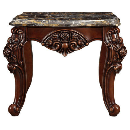 ACME 83072 Forsythia End Table, Marble & Walnut
