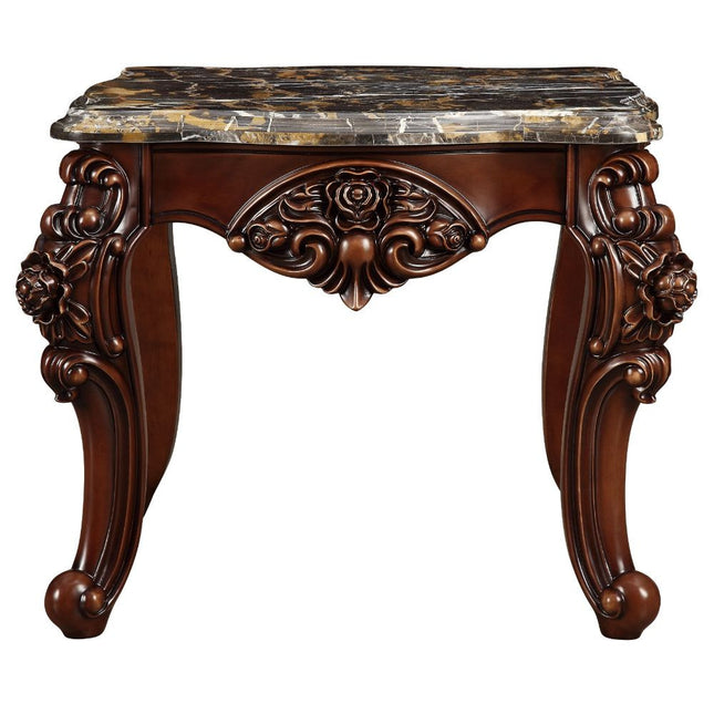 ACME 83072 Forsythia End Table, Marble & Walnut