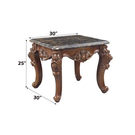 ACME 83072 Forsythia End Table, Marble & Walnut