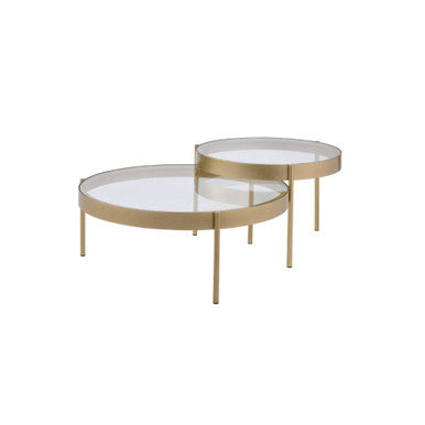 ACME 83095 Andover 2 Piece Pack Nesting Tables, Clear Glass & Gold ACME Furniture