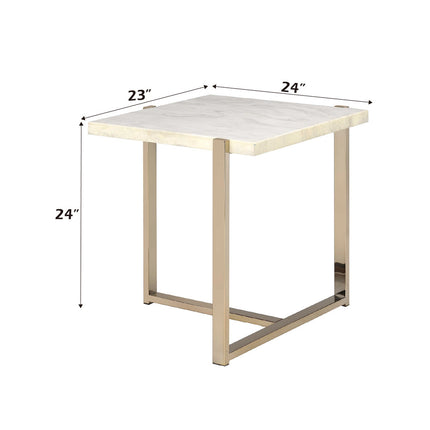 ACME 83107 Feit End Table, Faux Marble & Champagne