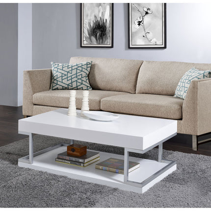 ACME 83125 Aspers Coffee Table, White High Gloss & Chrome