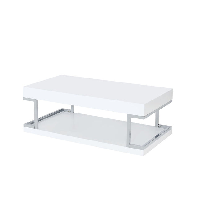 ACME 83125 Aspers Coffee Table, White High Gloss & Chrome