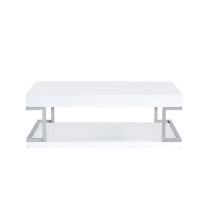 ACME 83125 Aspers Coffee Table, White High Gloss & Chrome