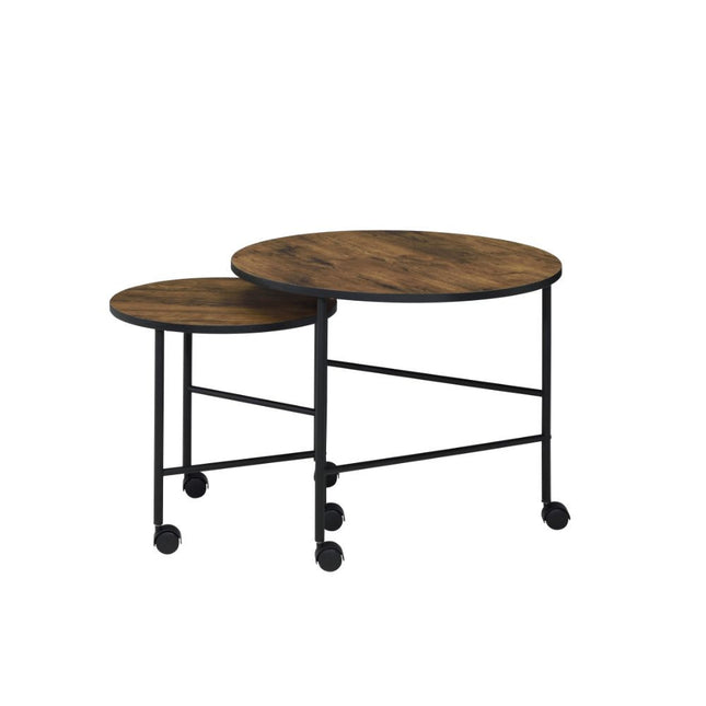 ACME 83150 Oblis 2 Piece Pack Nesting Tables, Vintage Oak