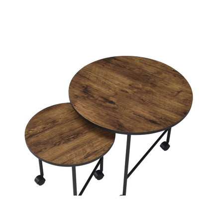 ACME 83150 Oblis 2 Piece Pack Nesting Tables, Vintage Oak