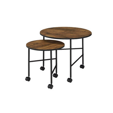 ACME 83150 Oblis 2 Piece Pack Nesting Tables, Vintage Oak ACME Furniture