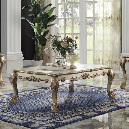 ACME 83160 Dresden Coffee Table, Gold Patina & Bone