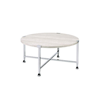 ACME 83210 Brecon Coffee Table, White Oak &Chrome ACME Furniture