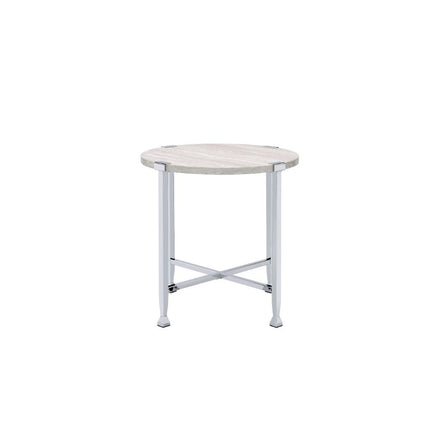 ACME 83212 Brecon End Table, White Oak &Chrome