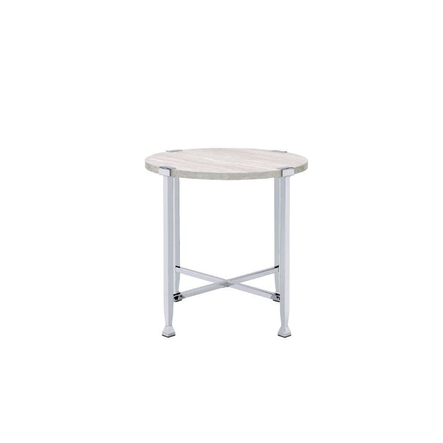 ACME 83212 Brecon End Table, White Oak &Chrome