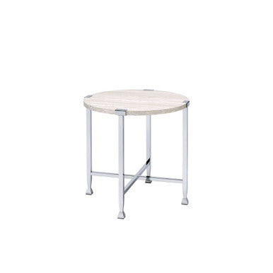 ACME 83212 Brecon End Table, White Oak &Chrome ACME Furniture
