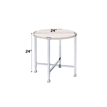 ACME 83212 Brecon End Table, White Oak &Chrome