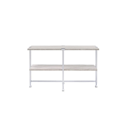 ACME 83213 Brecon Sofa Table, White Oak &Chrome