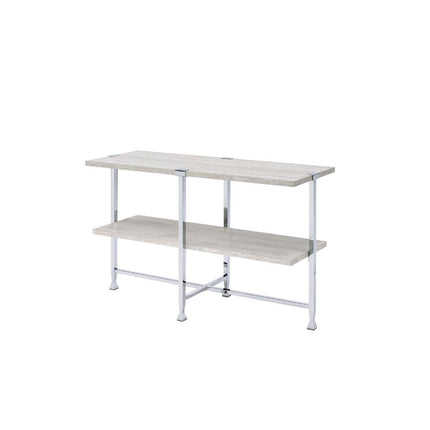 ACME 83213 Brecon Sofa Table, White Oak &Chrome