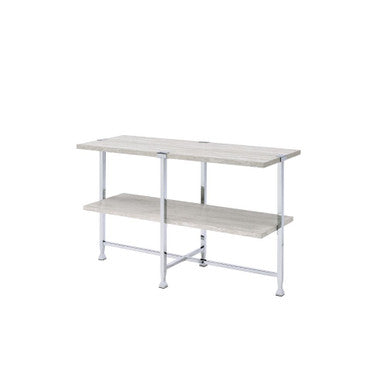 ACME 83213 Brecon Sofa Table, White Oak &Chrome ACME Furniture