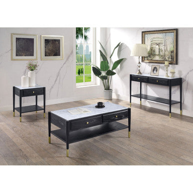 ACME 83225 Atalia Coffee Table, Marble & Black ACME Furniture