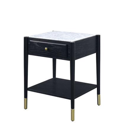 ACME 83227 Atalia End Table, Marble & Black