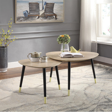 ACME 83230 Allison 2 Piece Pack Nesting Tables, Natural & Black ACME Furniture