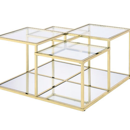 ACME 83470 Uchenna Coffee Table, Clear Glass & Gold Finish