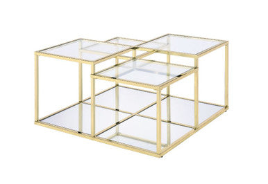 ACME 83470 Uchenna Coffee Table, Clear Glass & Gold Finish ACME Furniture