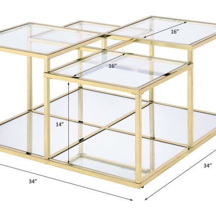 ACME 83470 Uchenna Coffee Table, Clear Glass & Gold Finish