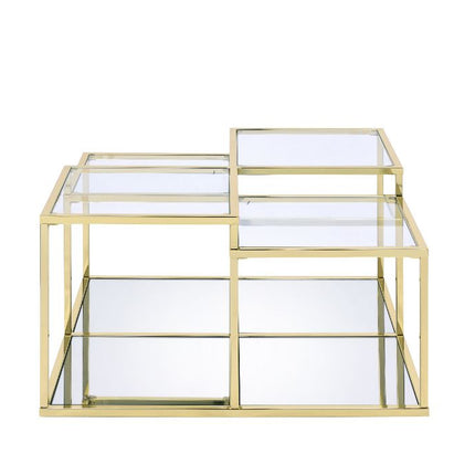 ACME 83470 Uchenna Coffee Table, Clear Glass & Gold Finish