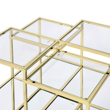 ACME 83470 Uchenna Coffee Table, Clear Glass & Gold Finish