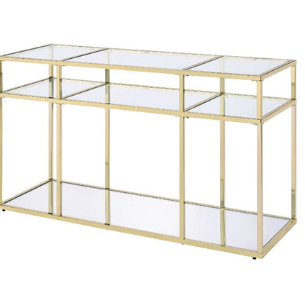 ACME 83473 Uchenna Sofa Table, Clear Glass & Gold Finish