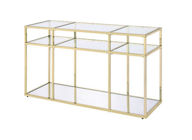ACME 83473 Uchenna Sofa Table, Clear Glass & Gold Finish ACME Furniture